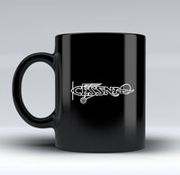 Thumbnail for Special Cessna Text Designed Black Mugs