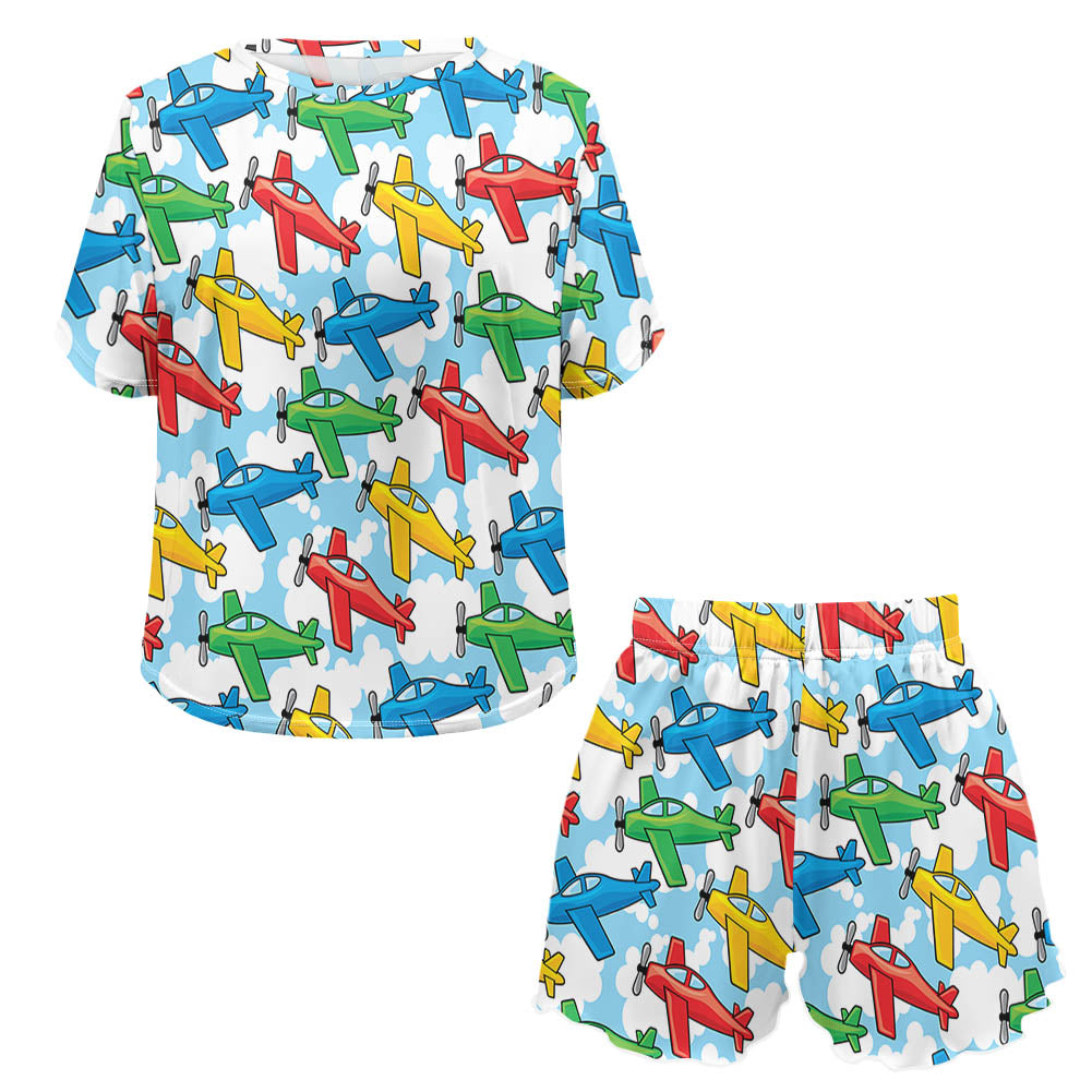 Funny Airplanes Designed Women Summer Home Suits