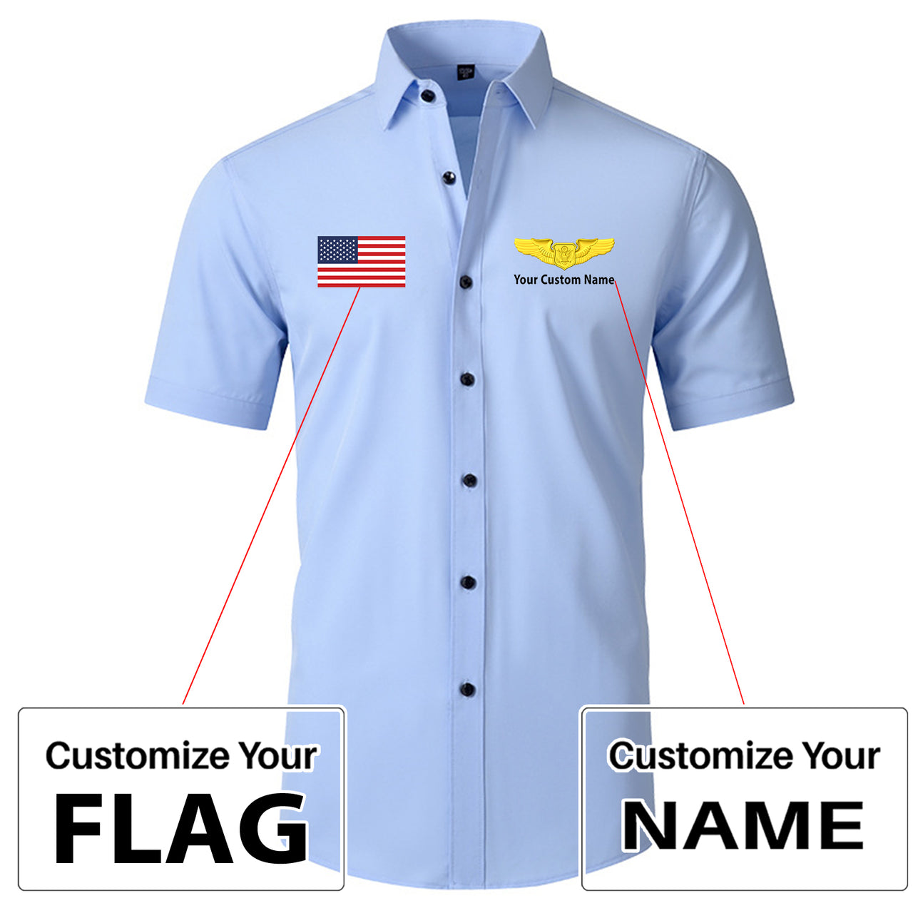 Custom Flag &Custom Name (Special US Air Force) Design Super Quality Short Sleeve Shirts