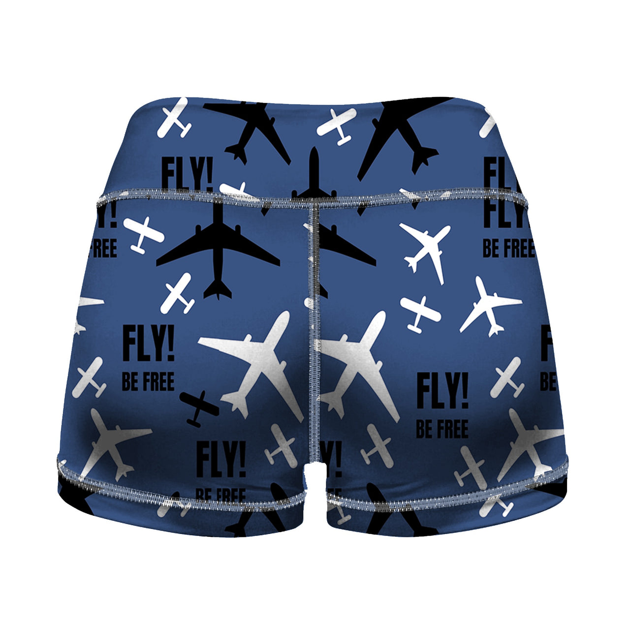 Fly Be Free Blue Designed Women Yoga Shorts Pants