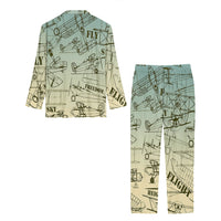 Thumbnail for Retro Airplanes & Text Designed Women Button Pajamas