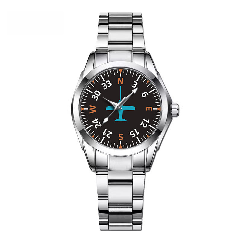 Airplane Instruments (Heading) 2 Designed Stainless Steel Band Watches
