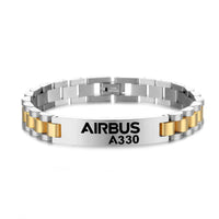Thumbnail for Airbus A330 & Text Designed Stainless Steel Chain Bracelets