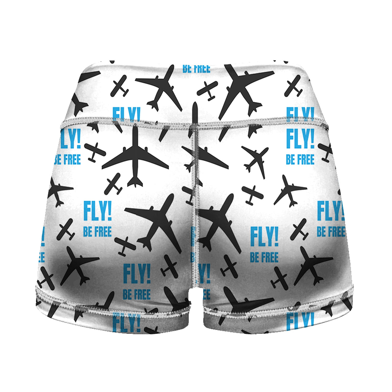 Fly Be Free White Designed Women Yoga Shorts Pants