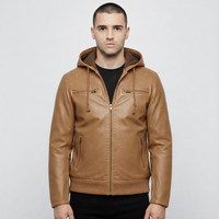 Thumbnail for PU Leather Hooded Bomber Pilot Style Jackets