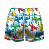 Thumbnail for Funny Airplanes Designed Women Yoga Shorts Pants