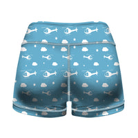 Thumbnail for Helicopters & Clouds Designed Women Yoga Shorts Pants