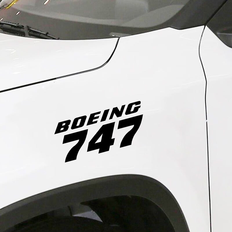 Boeing 747 & Text Designed Car Sticker