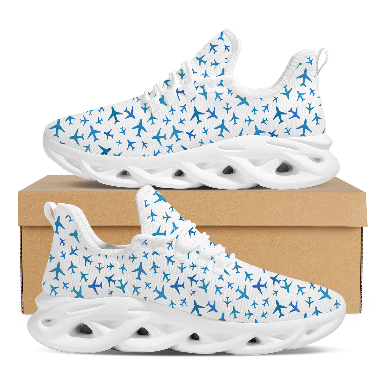 Many Airplanes White Designed Sports Running Jogging Shoes