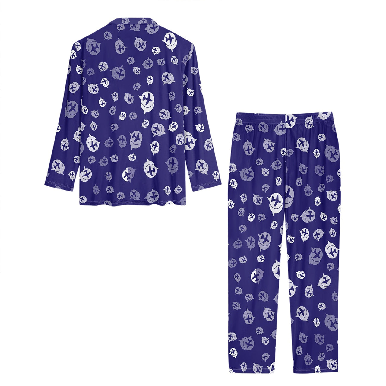 Airplane Notification Theme 2 Designed Women Button Pajamas