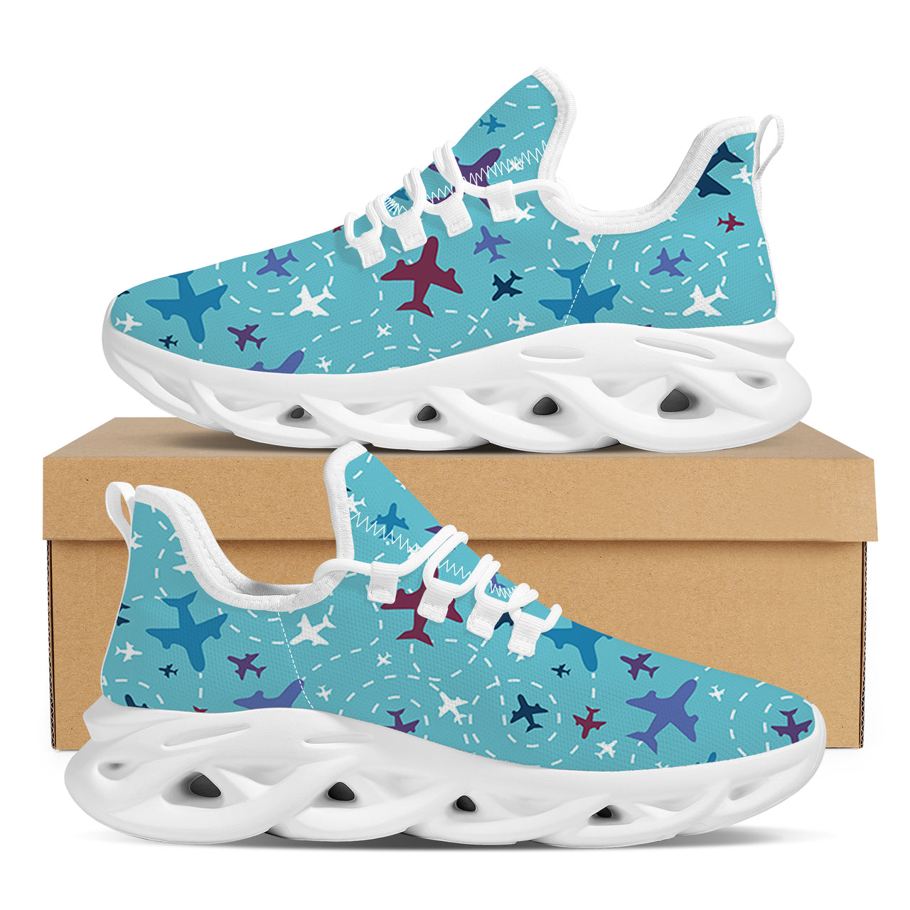 Love of Travel with Aircraft Designed Sports Running Jogging Shoes