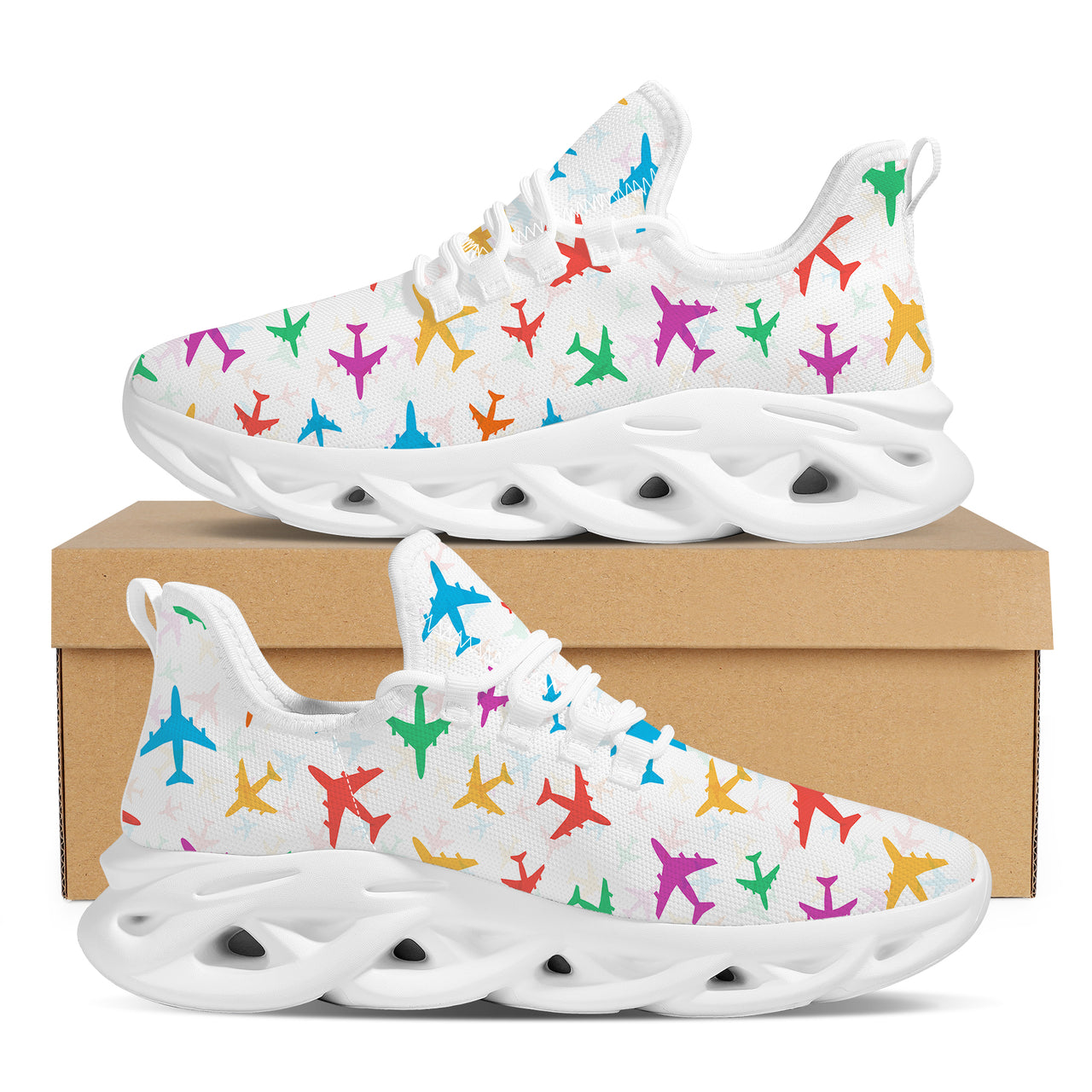 Cheerful Seamless Airplanes Designed Sports Running Jogging Shoes