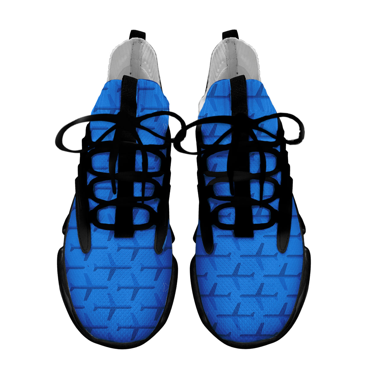 Blue Seamless Airplanes Designed Fashion Running Shoes