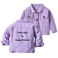 Thumbnail for Custom Design Image Logo Designed Children Denim Jackets
