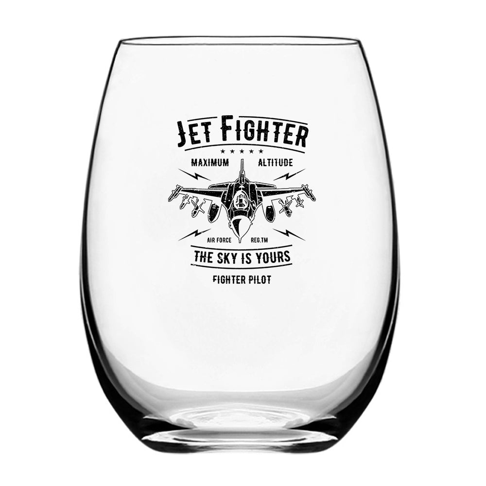 Jet Fighter - The Sky is Yours Designed Water & Drink Glasses