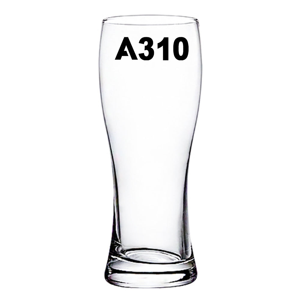A310 Flat Text Designed Pilsner Beer Glasses
