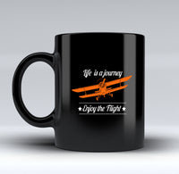 Thumbnail for Life is a journey Enjoy the Flight Designed Black Mugs