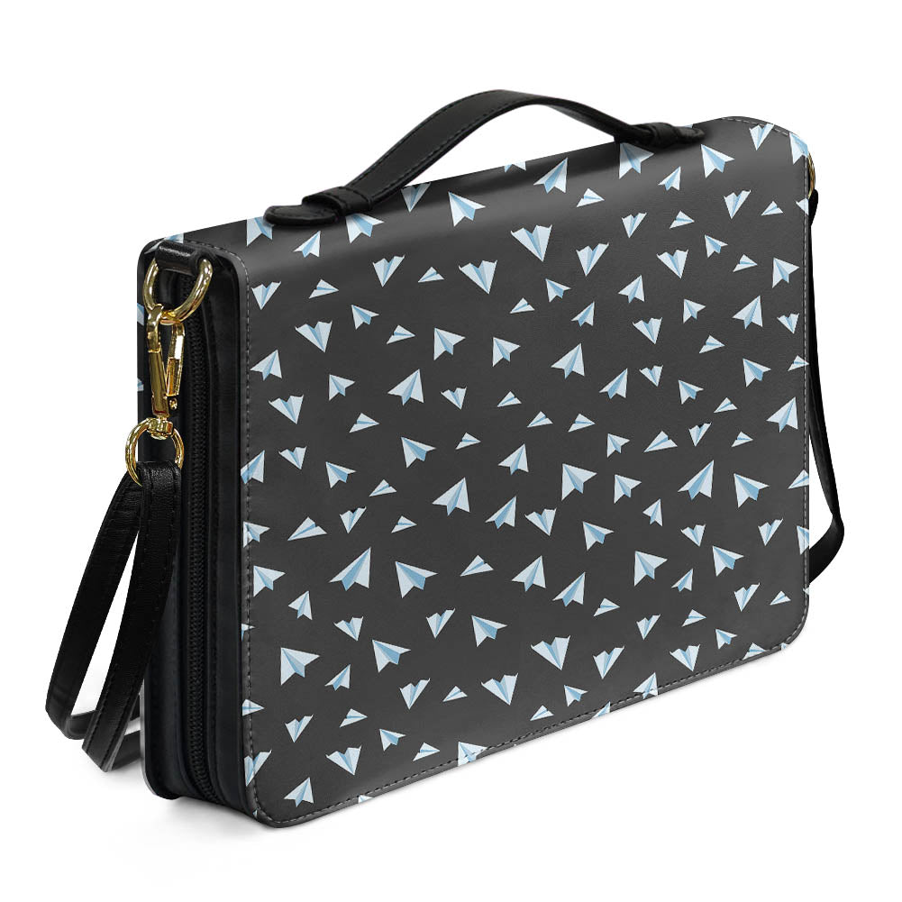 Paper Airplanes (Gray) 2 Designed PU Accessories Bags Strap Style