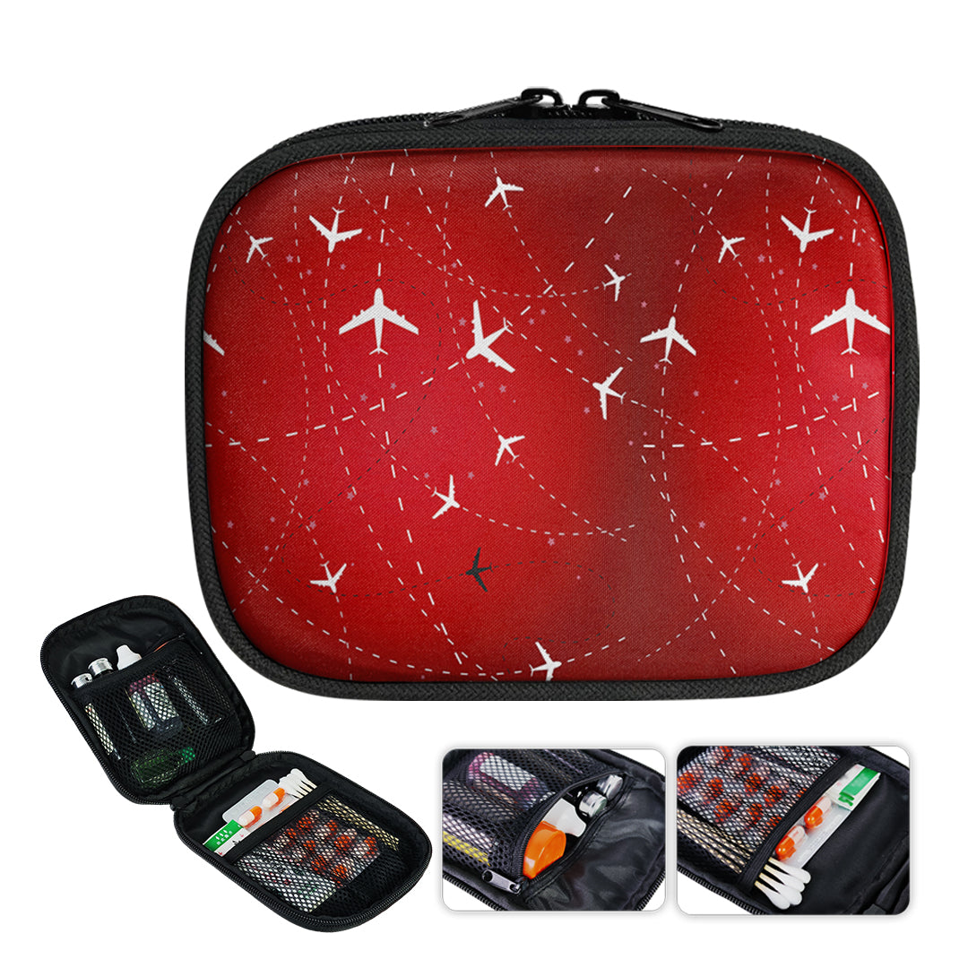 Travelling with Aircraft (Red) 2 Designed Travel & Medical Storage Bags