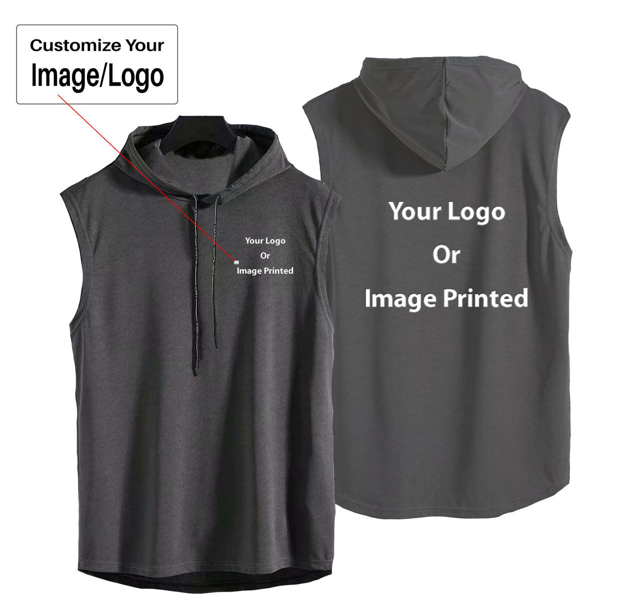 Double Side Your Custom Logos Designed Hooded Tank Tops