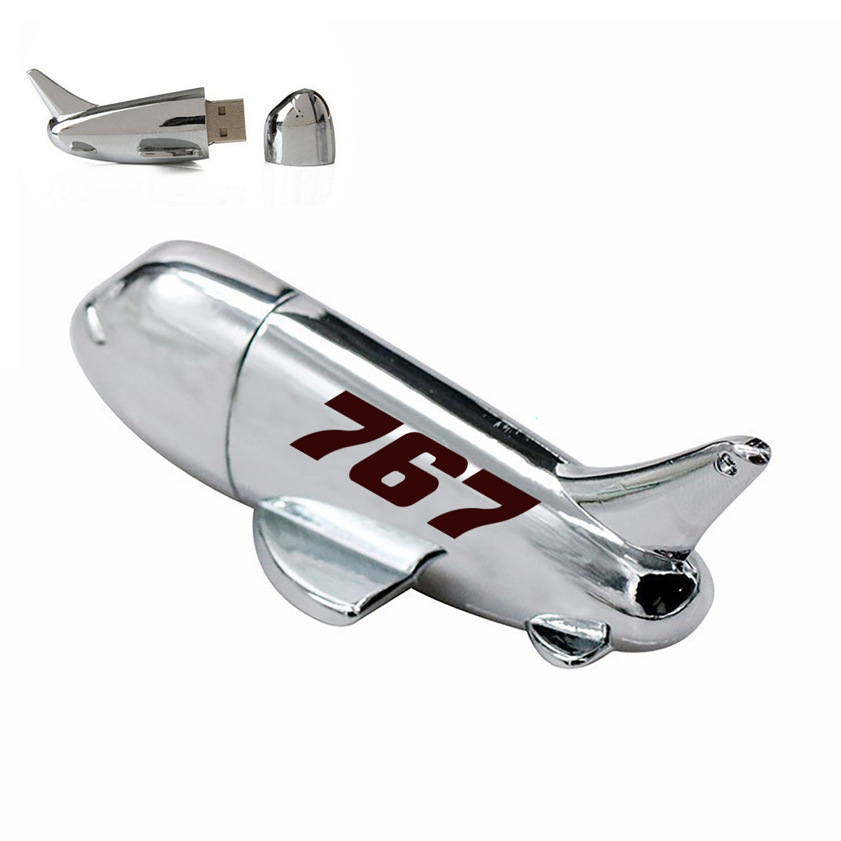 767 Flat Text Designed Airplane Shape USB Drives