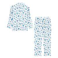 Thumbnail for Many Airplanes White Designed Women Button Pajamas