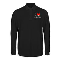 Thumbnail for I Love Aviation Designed Long Sleeve Polo T-Shirts