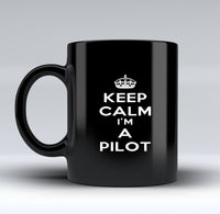 Thumbnail for Keep Calm I'm a Pilot Designed Black Mugs