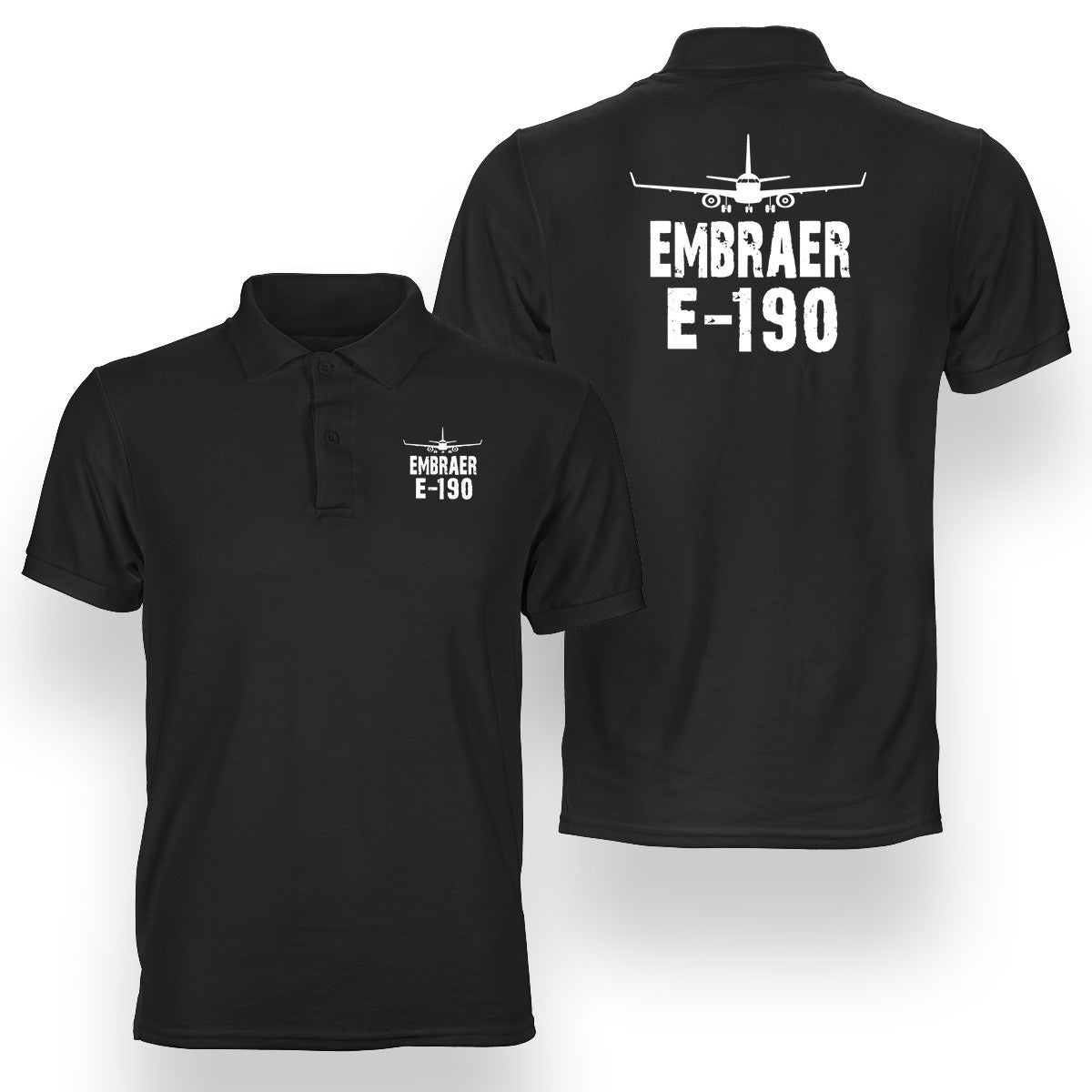 Embraer E-190 & Plane Designed Double Side Polo T-Shirts