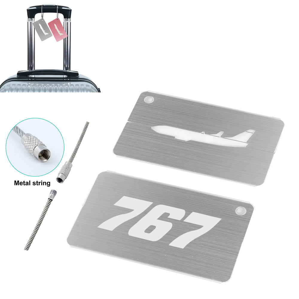 767 Flat Text Designed Aluminum Airplane Luggage Tags