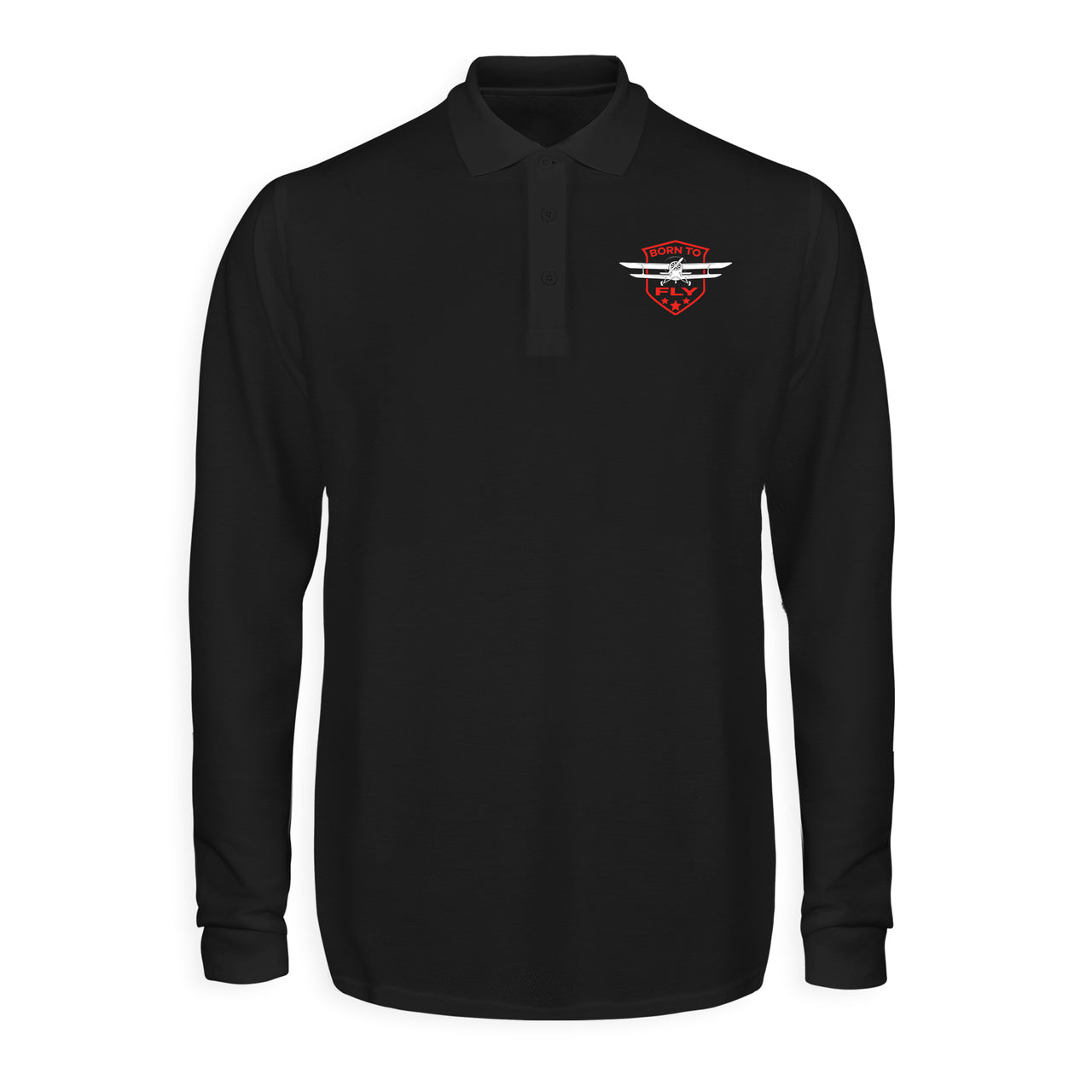 Super Born To Fly Designed Long Sleeve Polo T-Shirts