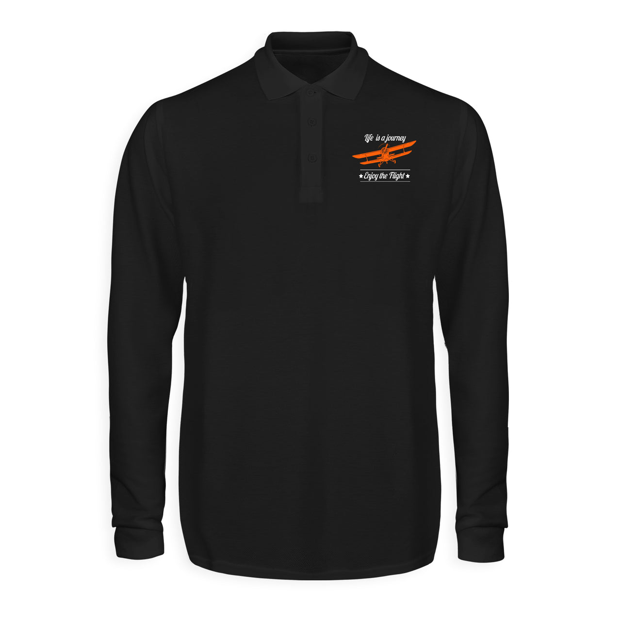 Life is a journey Enjoy the Flight Designed Long Sleeve Polo T-Shirts