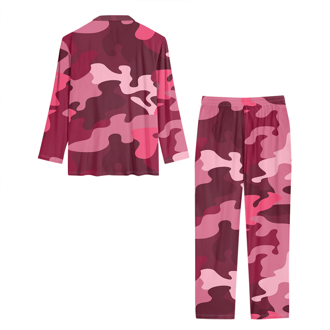 Military Camouflage Red Designed Women Button Pajamas