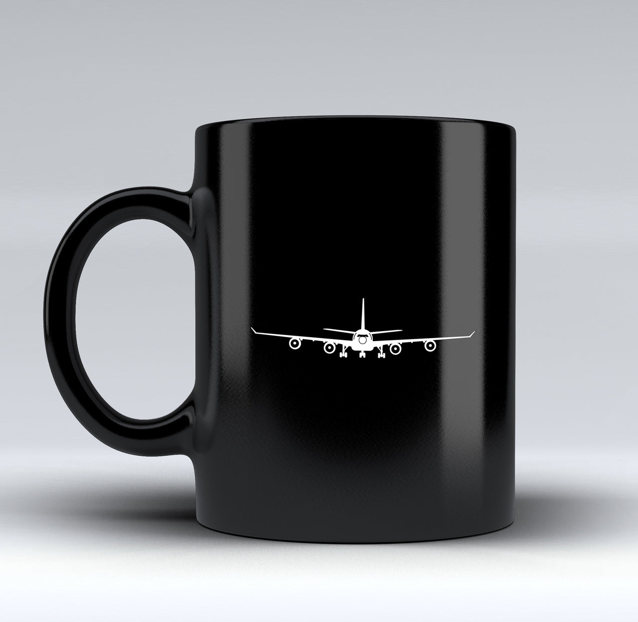 Airbus A340 Silhouette Designed Black Mugs