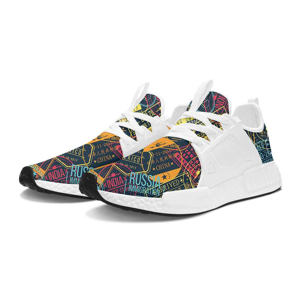 Dark Coloured Passport Stamps Designed Outdoor Sports Tennis Shoes