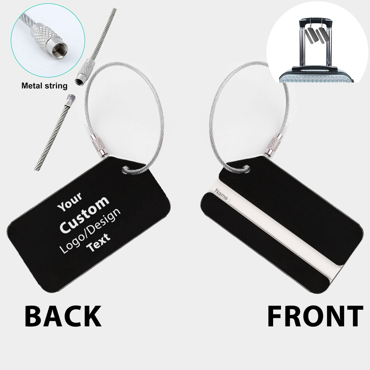 Custom Design Image Logo Designed Fashion Metal Luggage Tags