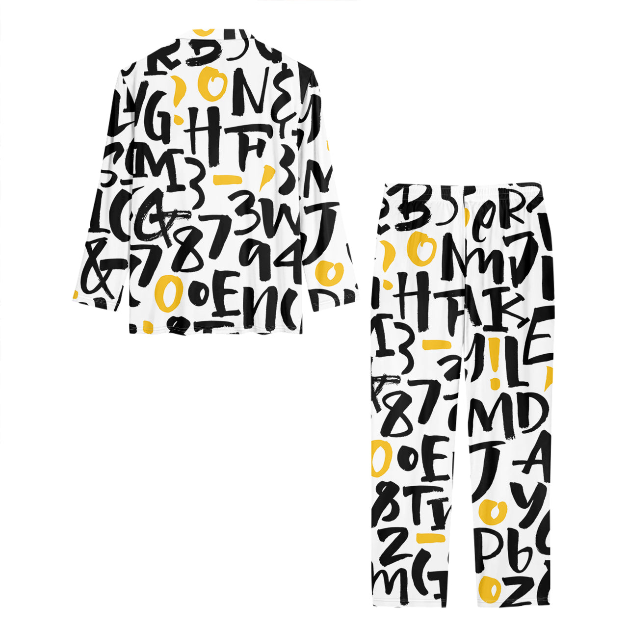 Mixed Letters Designed Women Button Pajamas