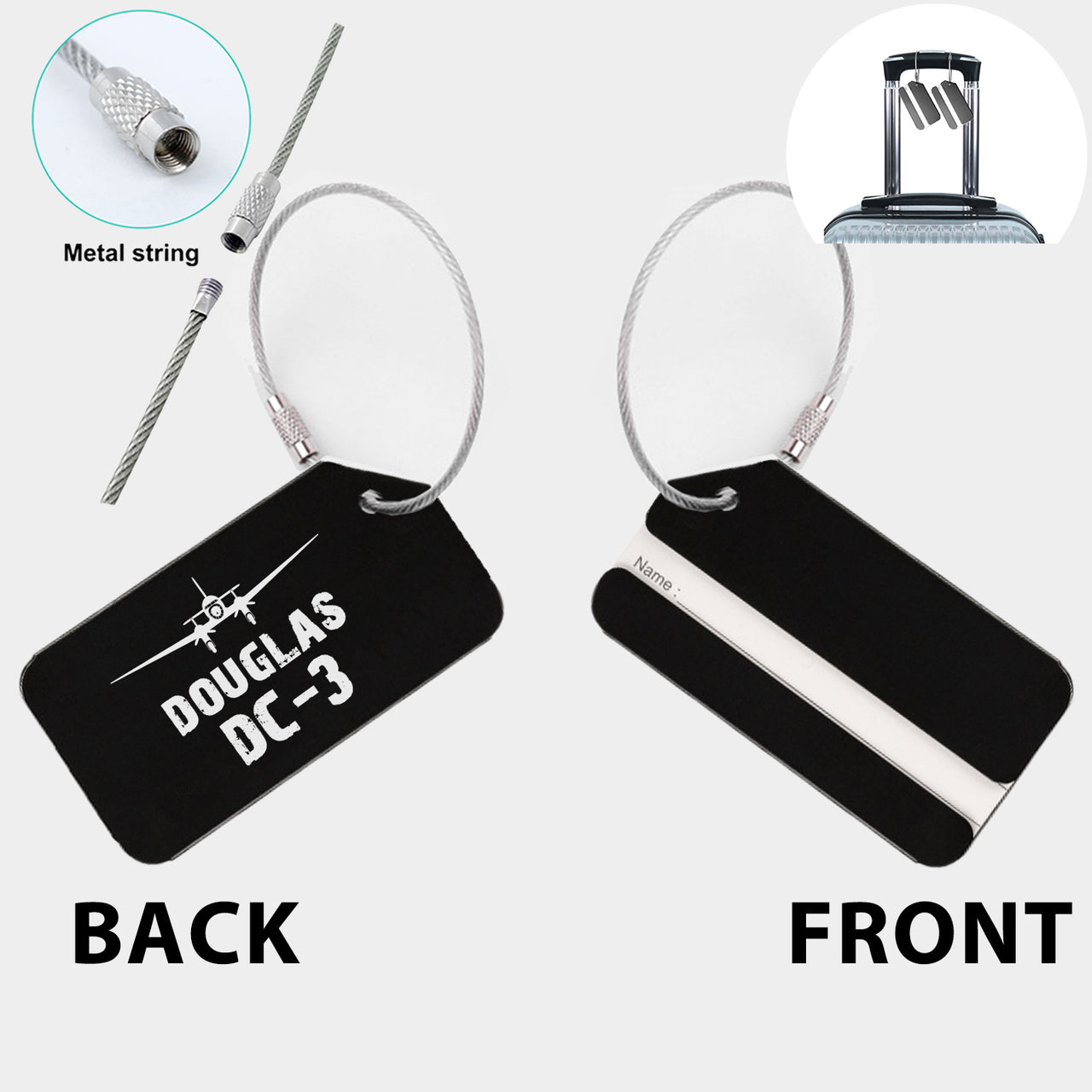Douglas DC-3 & Plane Designed Fashion Metal Luggage Tags
