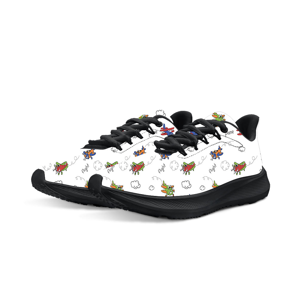 Colorful Cartoon Planes Designed Breathable Sport Shoes