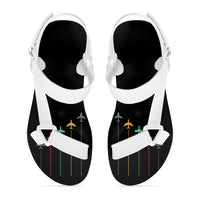 Thumbnail for Black & White Super Travel Icons Black Designed Open Toe Sandals (Slippers)