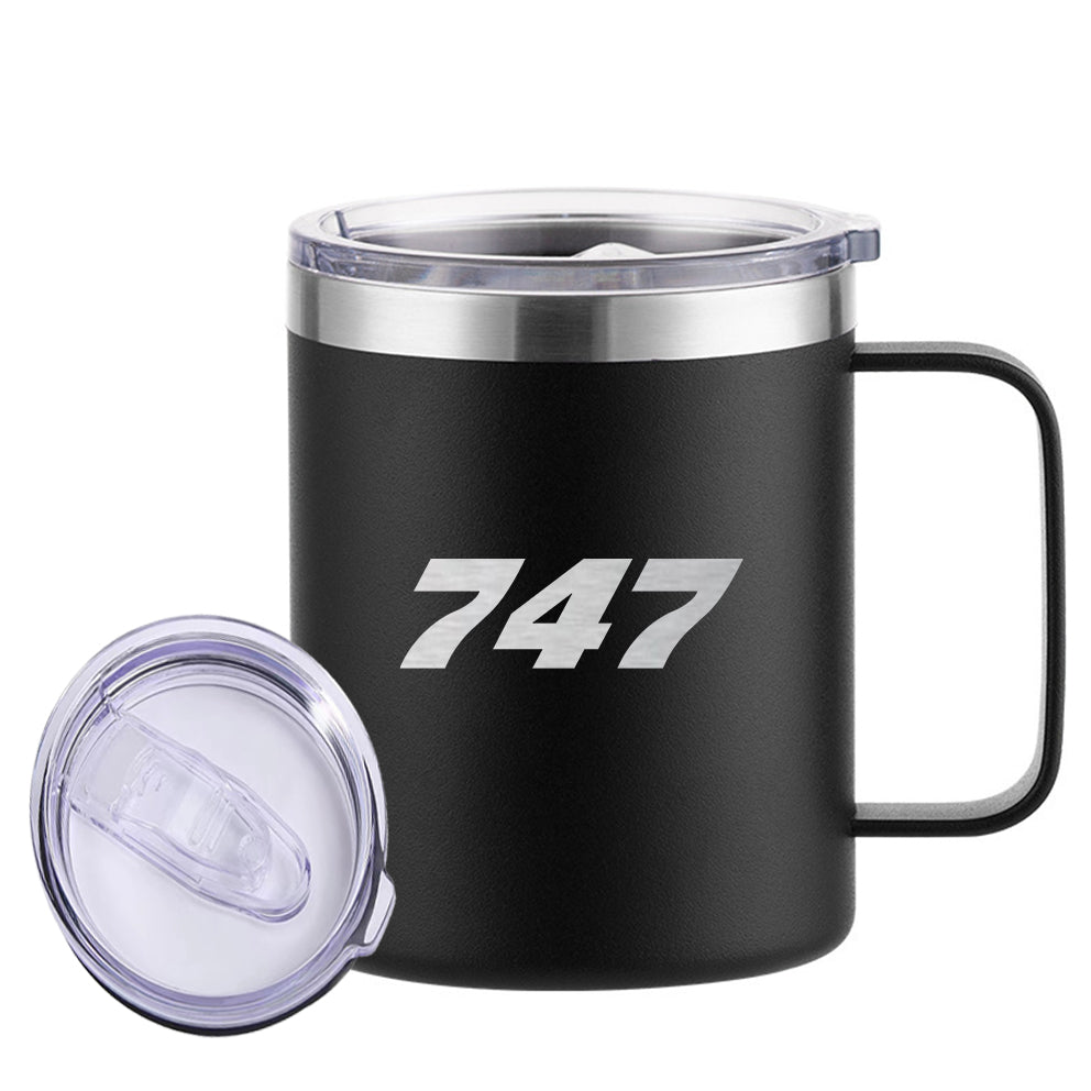 747 Flat Text Designed Stainless Steel Laser Engraved Mugs