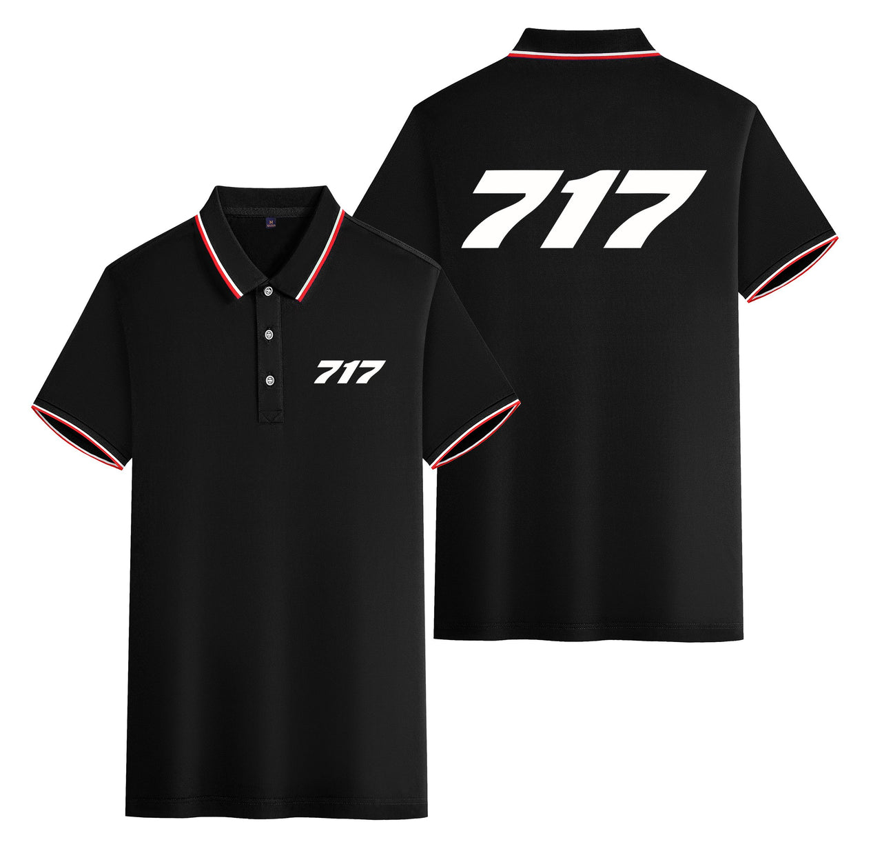 717 Flat Text Designed Stylish Polo T-Shirts (Double-Side)