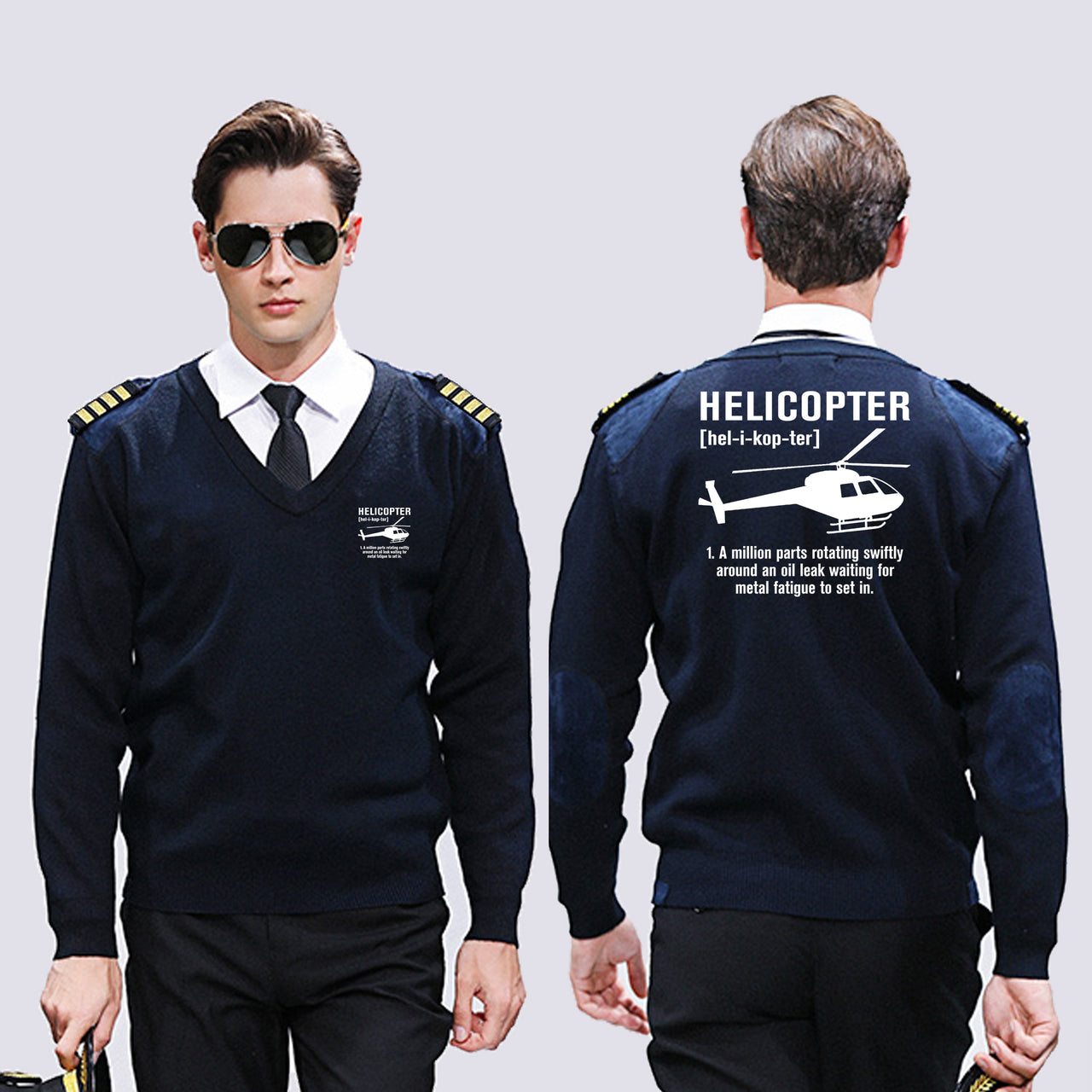 Helicopter [Noun] Designed Wool Pilot Sweaters