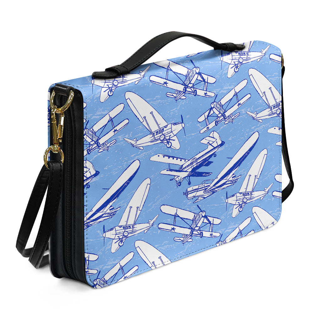 Retro & Vintage Airplanes 2 Designed PU Accessories Bags Strap Style