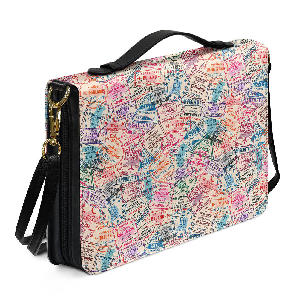 Passport Stamps 2 Designed PU Accessories Bags Strap Style