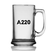 Thumbnail for A220 Flat Text Designed Beer Glass with Holder
