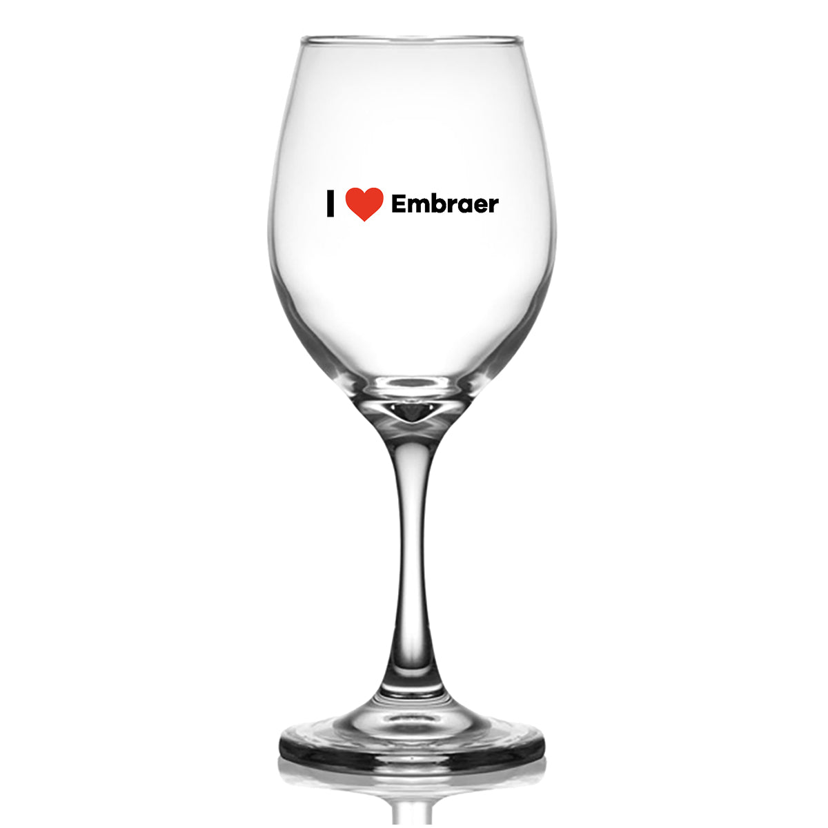 I Love Embraer Designed Wine Glasses