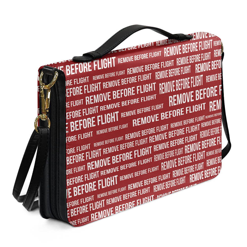 Remove Before Flight 3-Red Designed PU Accessories Bags Strap Style
