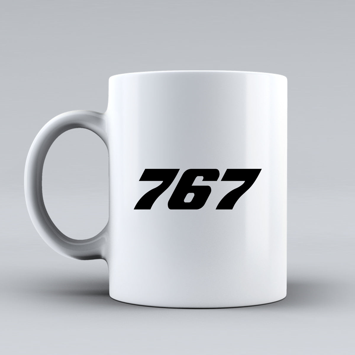 767 Flat Text Designed Ceramic White Mugs
