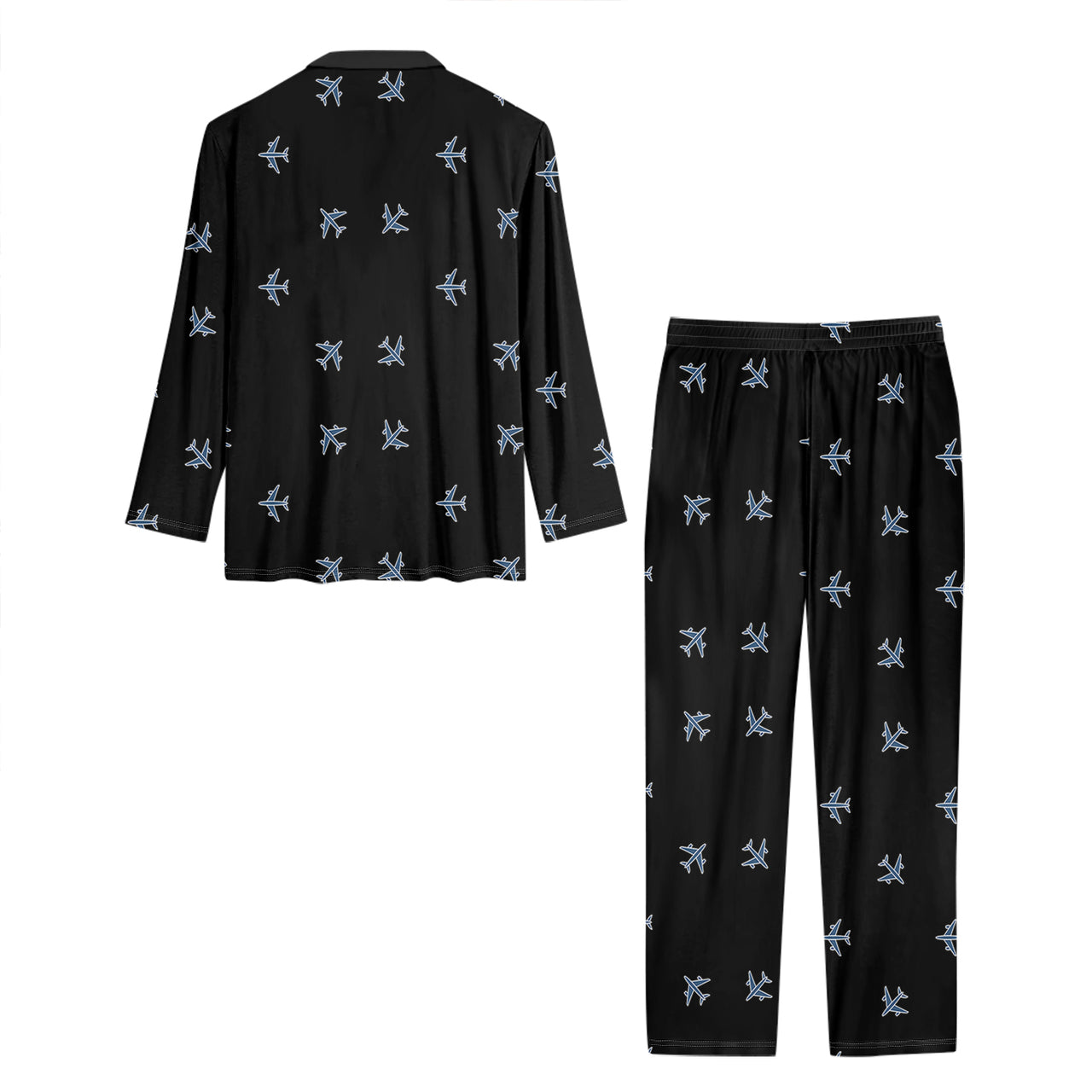 Nice Airplanes (Black) Designed Women Button Pajamas